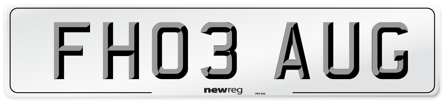 FH03 AUG Number Plate from New Reg